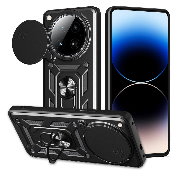 Funda para Teléfono Infinix Zero 40 4G con Diseño Cámara Deslizante TPU y PC (Negra)