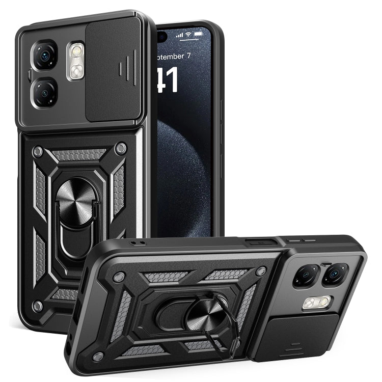 Funda para Teléfono Infinix Smart 9 Hot 50I TPU+PC con Cubierta Deslizante para Cámara (Negra)