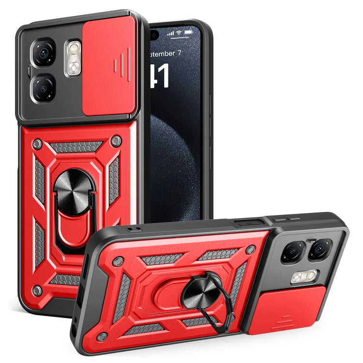 Funda para Teléfono Infinix Smart 9 Hot 50I TPU+PC con Cubierta Deslizante Cámara (Roja)