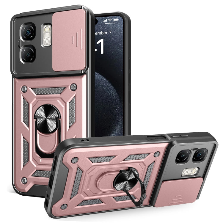 Funda para Teléfono Infinix Smart 9 Hot 50I TPU+PC Cubierta Deslizante Cámara (Oro Rosa)