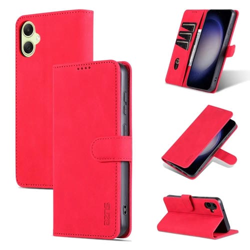Funda de Cuero Samsung Galaxy A05 Azns Skin Feel Calf Texture con Tapa (Rojo)