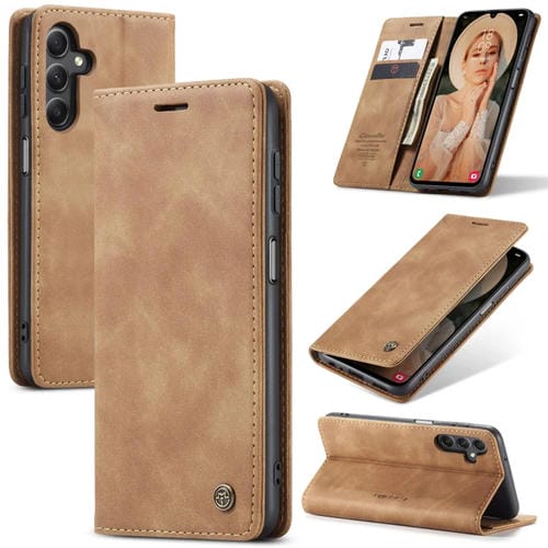 Funda para Teléfono Samsung Galaxy A15 5G Caseme 013 Cuero con Tapa Horizontal Multifuncional (Marrón)