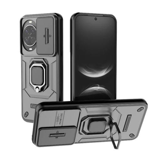Funda deslizante de TPU + PC a prueba de golpes con soporte para Huawei Nova 14 5G (negro)