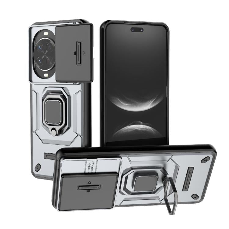 Funda deslizante de TPU + PC a prueba de golpes con soporte para Huawei nova 14 Pro 5G (gris)