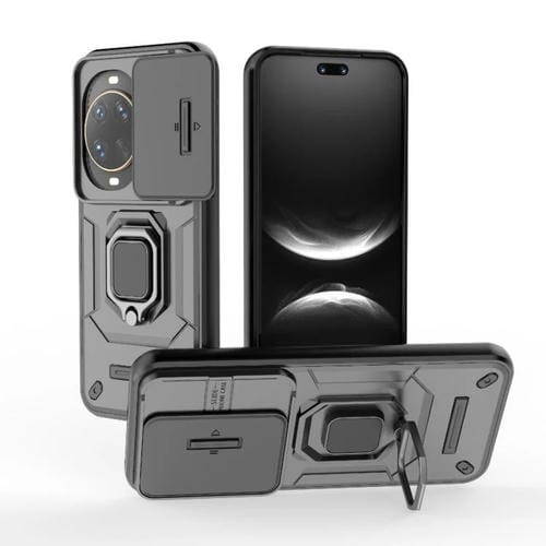 Funda deslizante de TPU + PC a prueba de golpes con soporte para Huawei nova 14 Ultra 5G (negro)