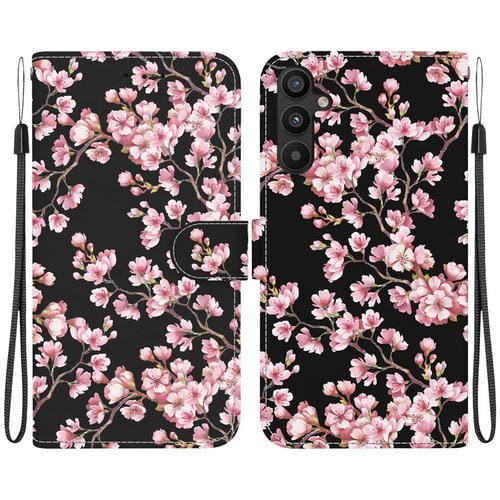 Funda para Teléfono Samsung Galaxy A34 5G Cuero Dibujo Coloreado Textura Cristal (Flor de Ciruelo)