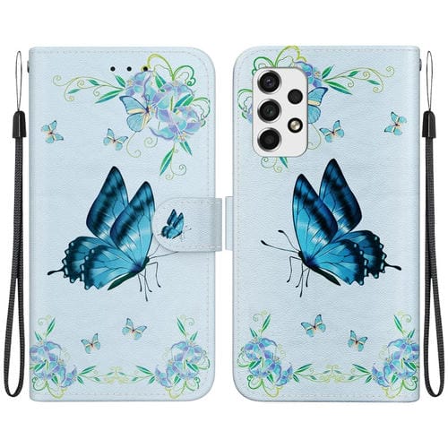 Funda para Teléfono Samsung Galaxy A33 5G Cuero Dibujo Coloreado Textura de Cristal (Pensamientos Azules)