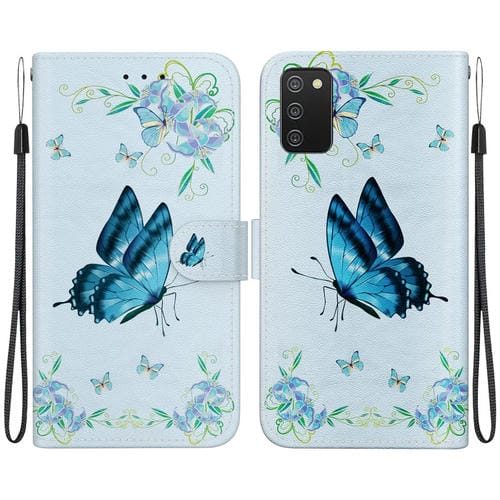 Funda para Samsung Galaxy A03S Versión UE Cuero Dibujo Coloreado Textura Cristal (Pensamientos Azules)