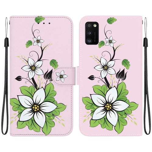 Funda para Teléfono Samsung Galaxy A41 Cuero Dibujo Coloreado Textura de Cristal (Lirio)