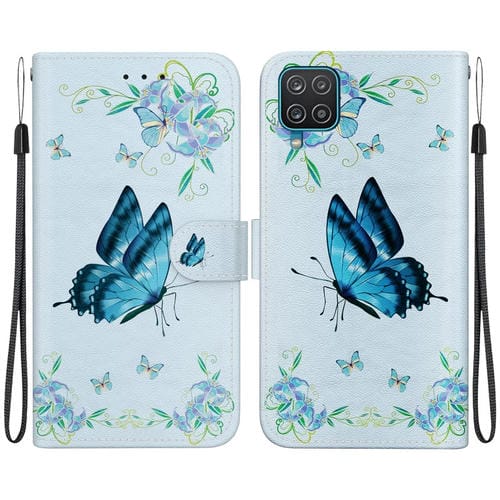 Funda para Teléfono Samsung Galaxy A22 4G Cuero Dibujo Coloreado Textura de Cristal (Pensamientos Azules)