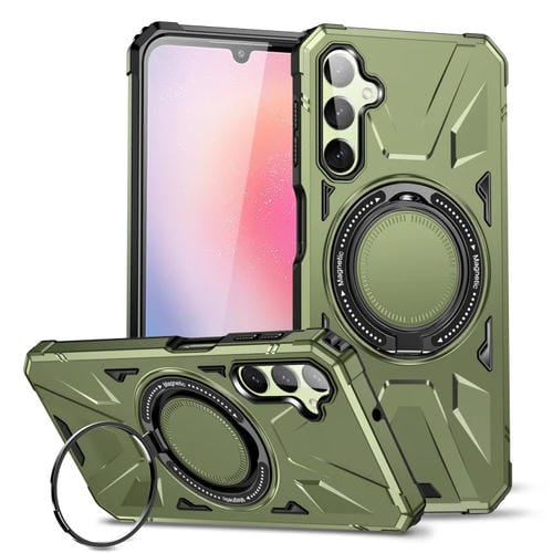 Funda para Samsung Galaxy A54 5G Magsafe Magnética a Prueba de Golpes con Soporte para Anillo (Verde Oscuro)