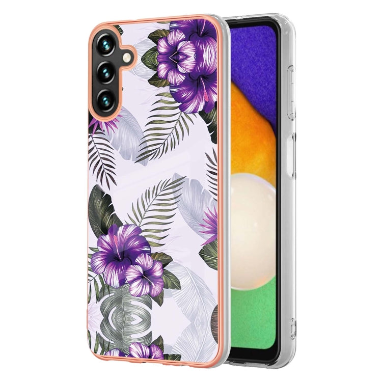 Caja de Teléfono Samsung Galaxy A35 5G Imd TPU con Galvanoplastia (Flor Púrpura)