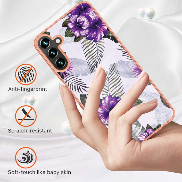 Caja de Teléfono Samsung Galaxy A55 5G TPU con Galvanoplastia Flor Púrpura