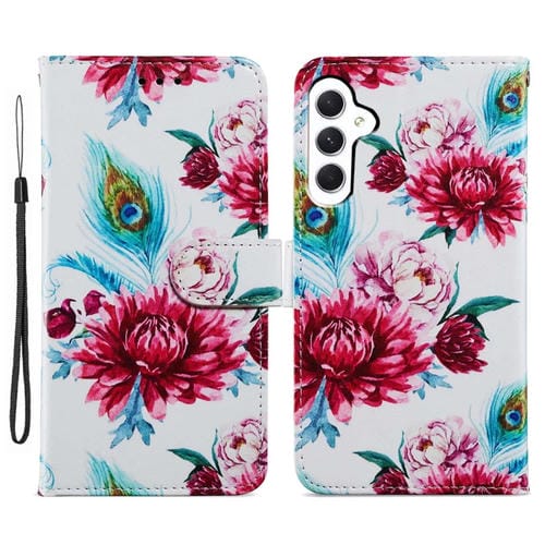 Funda para Teléfono Samsung Galaxy A05S Cuero con Tapa Horizontal Patrón Flor de Pavo Real