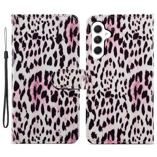 Funda para Teléfono Samsung Galaxy A55 Cuero Tapa Horizontal Patrón Pintado (Leopardo)