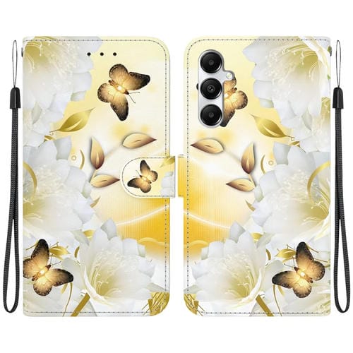 Funda de Cuero Samsung Galaxy A05S Dibujo Coloreado Textura Cristal (Epiphyllum Mariposa Dorada)