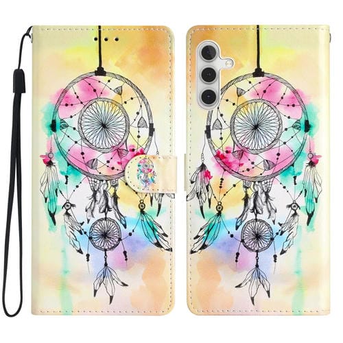 Funda de Cuero para Samsung Galaxy A55 con Dibujo de Colores Atrapasueños