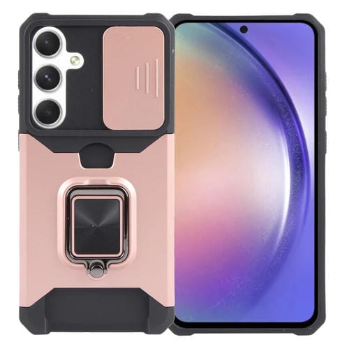 Funda para Teléfono Samsung Galaxy A55 + Camera Shield Ranura para Tarjeta PC (Oro Rosa)