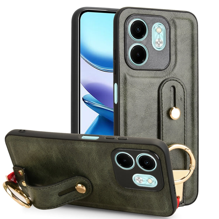 Funda de Cuero con Correa para el Cuello para Infinix Hot 50I X6531 (Verde)