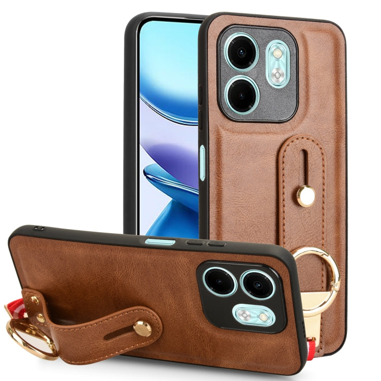 Funda de Cuero con Correa para El Brazo para Infinix Hot 50I X6531 (Marrón)
