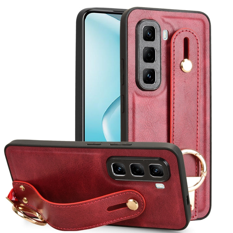 Funda de Cuero con Correa para El Brazo para Infinix Hot 50 Pro 4G X6881 (Rojo)