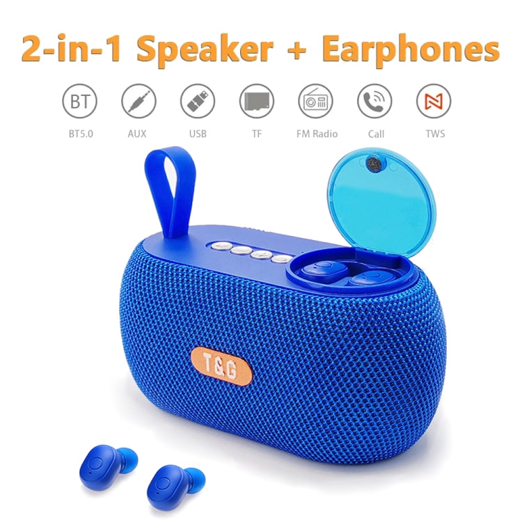 Altavoz Exterior Portátil T&G Tg810 2 en 1 + Mini Auricular Inalámbrico Bluetooth (Azul)