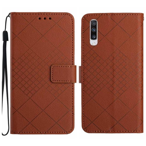 Funda para Teléfono Samsung Galaxy A50 A50S A30S Cuero Textura Rejilla Rómbica (Marrón)