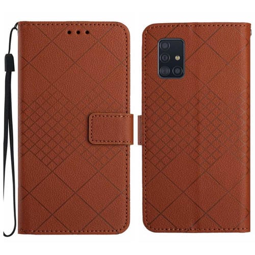 Funda para Samsung Galaxy A71 4G Cuero Textura Rejilla Rómbica (Marrón)