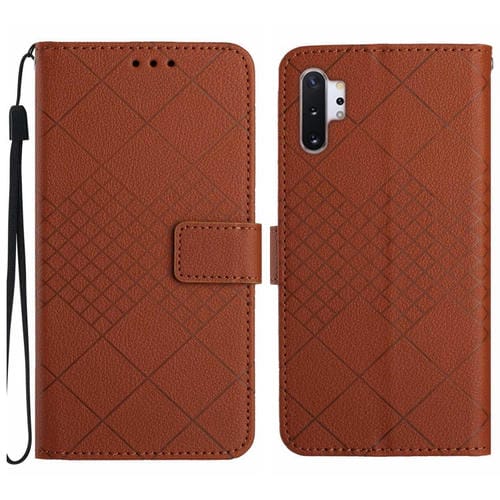 Funda para Samsung Galaxy Note10 + Cuero con Textura de Rejilla Rómbica (Marrón)