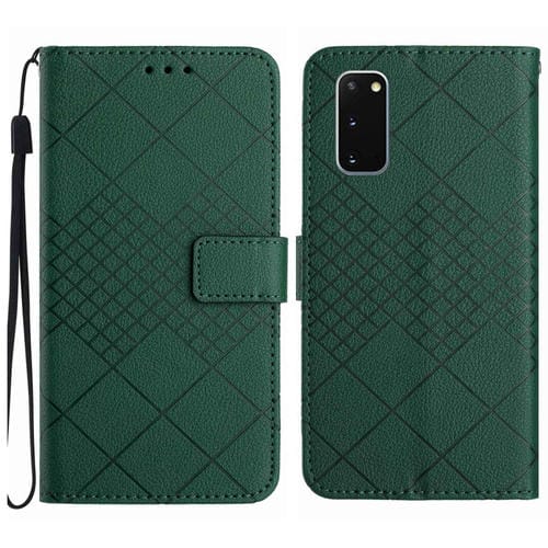 Funda para Samsung Galaxy S20 Cuero Textura Rejilla Rómbica (Verde)
