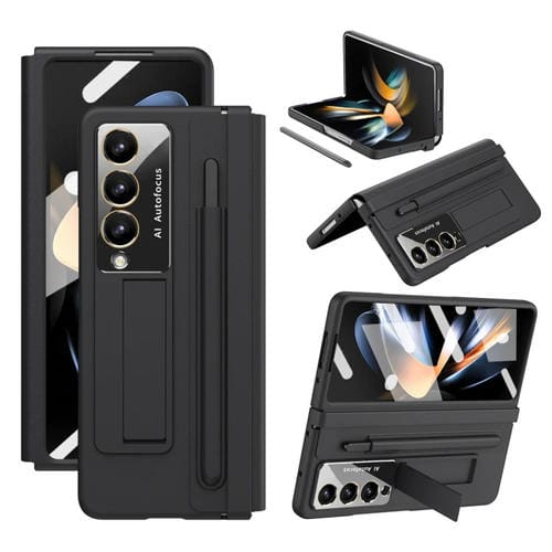 Estuche para Teléfono Samsung Galaxy Z Fold4 Pu + PC Cobertura Total con Ranuras para Bolígrafo (Negro)