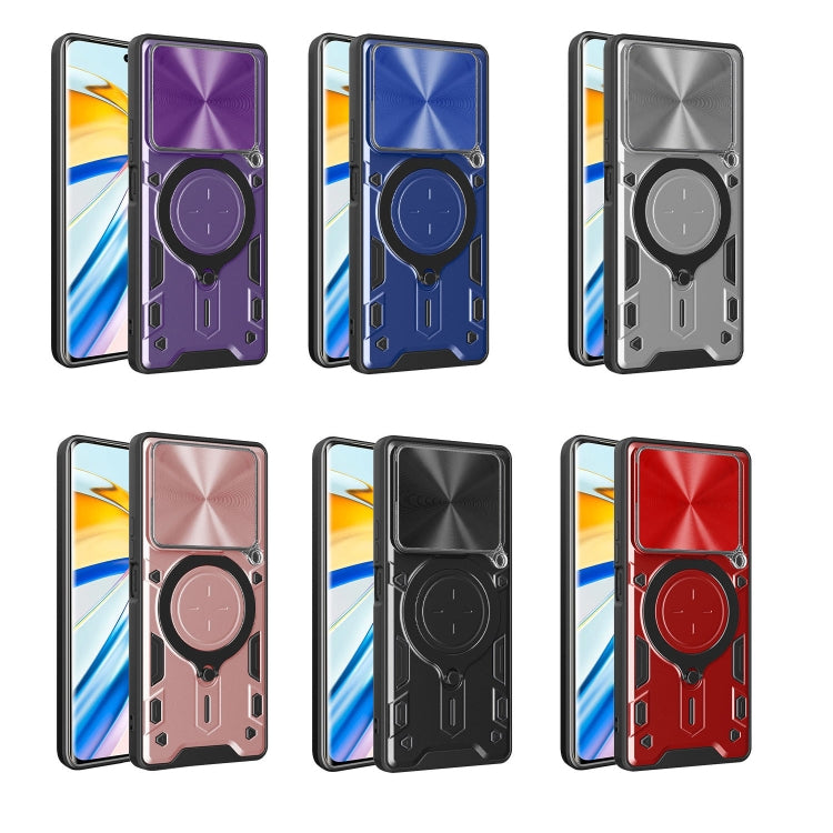 Funda para Teléfono Tecno Pova 6 Neo 4G con Soporte Magnético Deslizante Textura Cd (Azul)