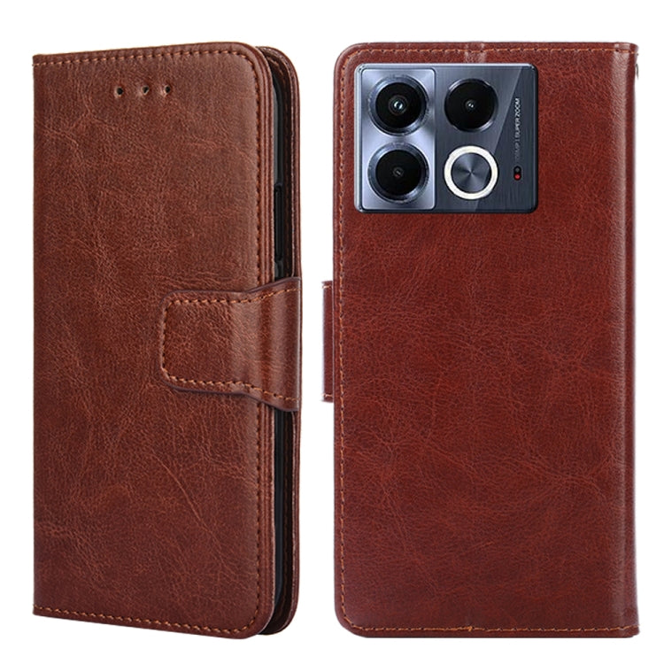 Funda de Cuero con Textura de Cristal para Infinix Note 40 5G (Marrón)