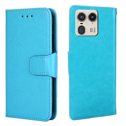 Funda de Cuero con Textura de Cristal para Motorola Edge 50 Ultra (Azul Cielo)