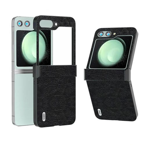 Funda para Teléfono Samsung Galaxy Z Flip5 Abeel Hinge Retro Litchi Texture Pu (Negro)