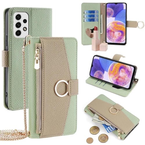 Funda de Cuero Crossbody para Samsung Galaxy A23 Litchi Texture (Verde)