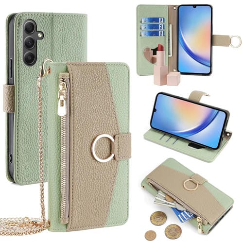 Funda de Cuero Samsung Galaxy A34 5G Crossbody Litchi Texture para Teléfono (Verde)