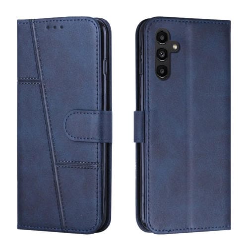 Funda para Teléfono Samsung Galaxy A15 Cuero Hebilla Textura Becerro Costura (Azul)