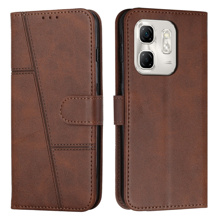 Funda de Cuero con Textura de Becerro y Hebilla para Infinix Hot 50I (Marrón)