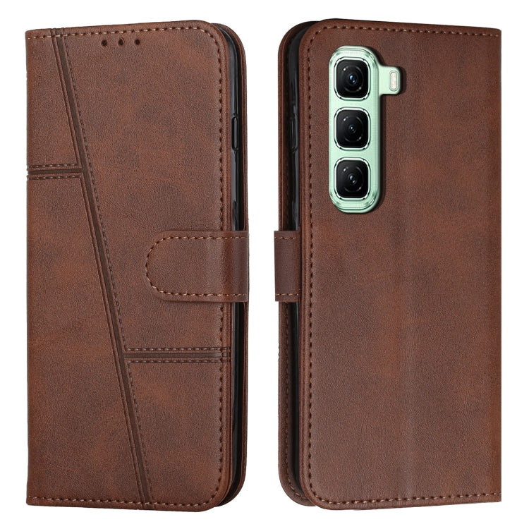 Funda de Cuero con Textura de Becerro y Hebilla para Infinix Hot 50 Pro+ 4G (Marrón)