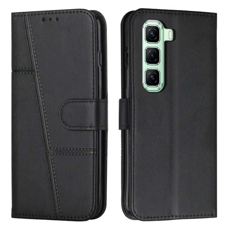 Funda de Cuero con Textura de Becerro y Hebilla para Infinix Hot 50 Pro+ 4G (Negro)