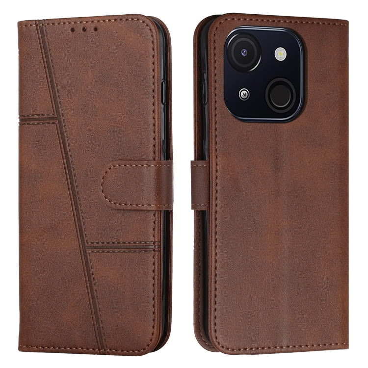 Funda de Cuero con Textura de Becerro y Hebilla para Teléfono Itel A50C (Marrón)