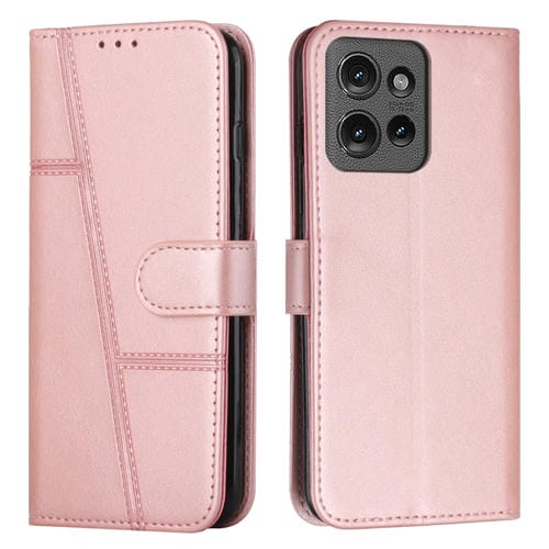 Funda de Piel Textura Becerro con Hebilla para Motorola Edge 50 (Oro Rosa)