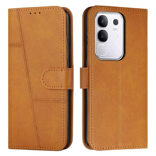 Funda de Piel con Textura de Becerro y Hebilla para Vivo Y29 4G (Amarilla)