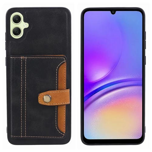 Funda para Teléfono Samsung Galaxy A05 TPU + Pu con Ranura para Tarjeta Piel de Becerro (Negro)