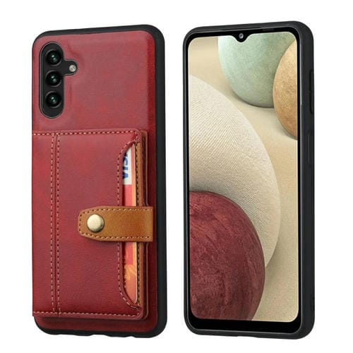 Funda para Teléfono Samsung Galaxy A05S TPU y PU con Ranura para Tarjeta Piel de Becerro (Rojo)