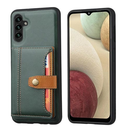 Funda para Teléfono Samsung Galaxy A15 4G / 5G TPU + PU con Ranura para Tarjeta Piel de Becerro (Verde)
