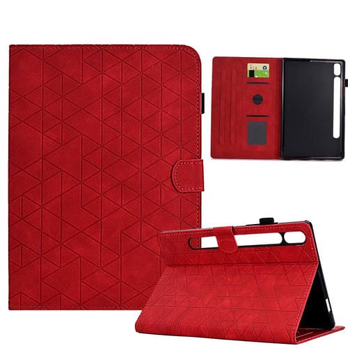 Funda de cuero inteligente con diseño de rombos de TPU para Samsung Galaxy Tab S10 FE+ (roja)