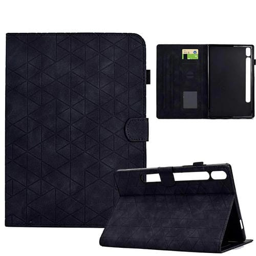 Funda de cuero inteligente con diseño de rombos de TPU para Samsung Galaxy Tab S10 FE+ (negra)