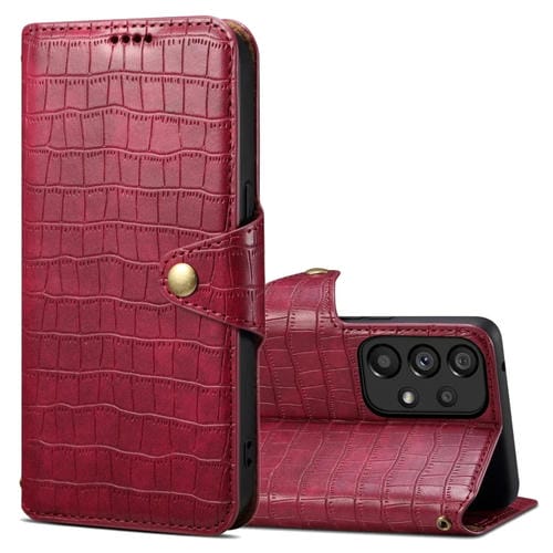 Funda para Teléfono Samsung Galaxy A23 5G Denior Cuero Borde de Aceite Textura Cocodrilo (Rojo Rosa)